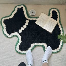 Carpet Creative Schnauzer Dog Carpet Cartoon Irregular Puppy Lounge Rug Soft Fluffy Plush Bedroom Bedside Rug Floor Mat Home Decor 231113