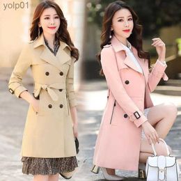 Women's Trench Coats Plus Size S-4XL Women Trench Jacket Long Double Breasted Spring Autumn Fashion Casual Elegant Slim Office Work WindbreakereL231113
