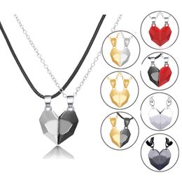 Couple Lover Necklace Set Black And White Love Stitching Magnetic Valentine'S Day gifts Set