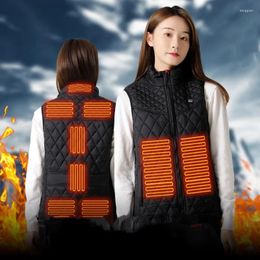 Women's Vests 9 Places Heated Jacket For Women Coat Winter USB Intelligent Electric Heating Thermal Warm Clothes Vest Plus Size