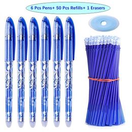 Ballpoint Pens 57PcsSet Erasable Gel Black Blue Refill Rod 05mm Pen Washable Handle School Office Writing Supplies Stationery 231113