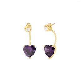 Hoop Earrings Cool Style Small Design Light Luxury Texture 925 Sterling Silver Purple Love Zircon