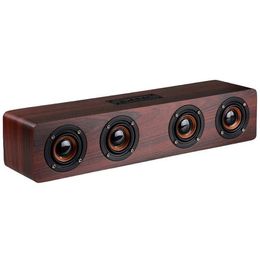 Freeshipping W8 4Horns 12W Wooden Wireless Bluetooth Speaker with TF Card Playback and AUX Wired Connexion for Smartphone / PC / Telev Egrx