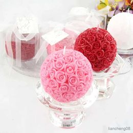 Candles Rose Flower Ball Shape Fragrance Candle Rose Scented Candles Home Bedroom Geometric Decoration Ball Wax Fragrance Candle Gift