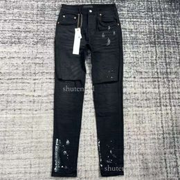 Purple Men Tag Unisex Ripped Skinny Jeans for Dhgate Washed Old Clothes Designer Pants Pantalones Mens 399