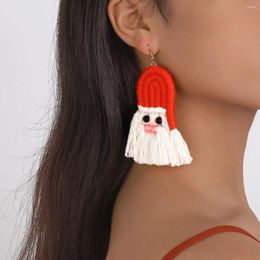 Dangle Earrings Christmas Cartoon Tassel Hand-woven Resin Cute Personalised Long