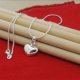Pendant Necklaces Simple Style Heart Necklace Silver Colour 18 Inch Fashion Jewellery Charm Love