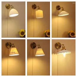 Wall Lamp Nordic Modern With Switch Brass Sconce For Bedroom Living Room Home Lighting 180° Rotation Steering Head E27