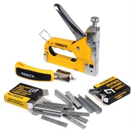 Freeshipping Nail Gun Tacker & Remover Set Three With Heavy Duty Rapid Upholstery Hand Staple Nail Tacker Stapler Gun Set Power Tools Tqukt