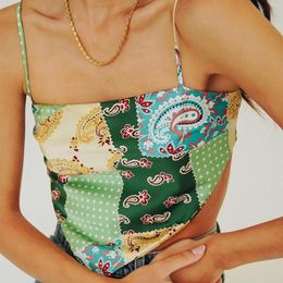 Women's T Shirts Graphic Bandana Crop Tops Women Backless Camis Y2k Leopard Print Wrap Breast Sleeveless Aesthetics Camisole Vest Tank