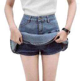 Women's Shorts Summer Retro Denim Skirt Women Short Skirts Jeans Streetwear Stretch Ball Gown Saia Female Black Blue