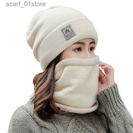 Hats Scarves Sets 2022 Winter Beanie Hat for Men Knitted Hat Winter C Beanie Women Thick Wool Neck Scarf C Balaclava Mask Bonnet Hats SetL231113