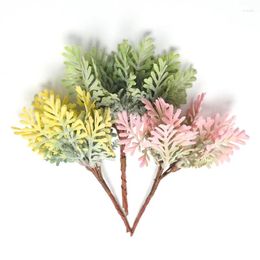 Decorative Flowers 10pcs Mini Acorn Leaf Artificial Flower Plant Bouquet Wedding Home Christmas Decoration DIY Wreath Scrapbook Craft Fake