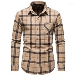 Men's Casual Shirts Thicken Flannel Plaid Shirt Men 2024 Brand Slim Fit Long Sleeve Mens Dress Streetwear Social Coat Male XXL