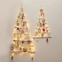 Christmas Decorations Christmas Creative Wall Tree DIY Natural Wooden Pendant Christmas Hanging Ornaments For Home Wall Decor Navidad Year 2024 231113