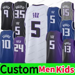 Custom Men Kids Fox Basketball Jersey DeAaron 5 Fox Keegan Murray Edwards Holmes Huerter Alex Len Lyles Metu Sasha Vezenkov 15 Davion Mitchell Malik Monk stitched