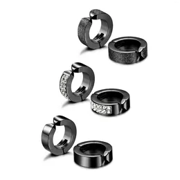 Backs Earrings 1-3 Pairs Stainless Steel Mens Womens Hoop Clip On CZ Non-Piercing Set