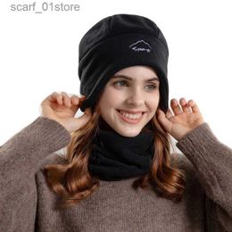 Hats Scarves Sets Winter Warm Hat Sets Cashmere Earfls C Fleece Plush Beanie Scarf Hats Men Outdoor Ski Cycling Windproof Earffs for WomenL231113