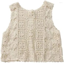 Women's Vests Women Sleeveless Cardigan Knitted Vest Autumn Winter Loose Crochet F0T5