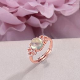 Cluster Rings Natural Gemstone For Women Fine Jewellery 925 Silver 8 7mm Prehnite Oval Green Ring Bridal Wedding Accessories R-PR012