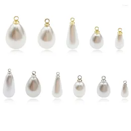 Charms 20PCS Copper Alloy Teardrop Imitation Pearl Pendant Charm For Jewellery Making DIY Dangle Earrings Bracelet Accessories Wholesale