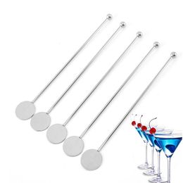 100Pcs/Lot Stainless Steel Swizzle Mixing Sticks Bar Cocktail Muddler Drink Mixer Stirring Sticks Wholesale