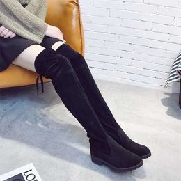 Boots Sexy Suede Over-the-Knee High Boots Woman Chunky Low Heels Platform Dress Women Shoes Autumn New Fashion Goth Femela Botas 2022 AA230412