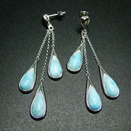 Dangle Chandelier Selling 925 Sterling Silver Natural Larimar Tear Drop Dangle Earrings For Women Gift 230413