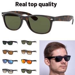 En kaliteli gözlük 55mm boyutlu güneş gözlüğü erkek kadın güneş gözlükleri gerçek naylon çerçeve malzeme cam lenslerle erkek güneş gözlüğü