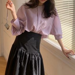 Women's Blouses 2023 Spring And Summer Niche Pink Purple Acetate Silk Classic Basic Shirt Commuting All-match Women Tops