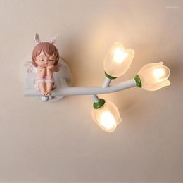 Wall Lamps LED Lamp Modern Cartoon Children's Kid Bedroom Lighting Sconces Cute Girl Lily Bedside Indoor Decor Light