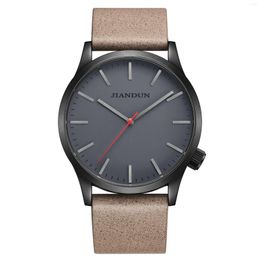 Wristwatches Mens Watches With Stainless Steel Minimalist Quartz Analogue Watch Second Hand Leather Band