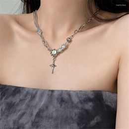 Pendant Necklaces Fashion Cross Star Sweet Moonstone Irregular Chains Choker Jewellery For Women Girlfriend Anniversary Dz377