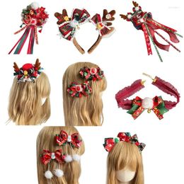 Hair Clips Christmas Hat With Deer Antlers Lolitas Clip Handmade Accessories Headband For Girls
