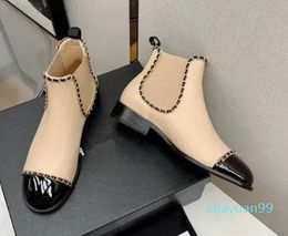 boots fashion thick shoes leather splice design decorative lacing opening