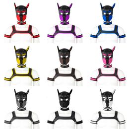 Adult Toys SM Role Play Set Puppy Play Dog Hood Mask Neck Collar Bondage Leather Men Chest Harness Strap Sexy Costume Fetish Adult Sex Toys 230413