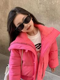 Down Coat Parkas Girls Short Cotton Winter Korean 2023 Children Clothing Lapel Collar Thick Warm Zipper Button Loose