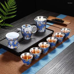 Elegant Teaware Set Porcelain 99 Silver Home Imitation Enamel Color Tea Set - Perfect for Tea Lovers and Entertaining Guests at Home