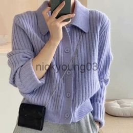 Women's Sweaters Rimocy Turn Down Knit Cardigan Women Autumn Winter Button Up Solid Colour Sweater Coats Woman Long Sleeve Soft Cardigans Ladies J231113