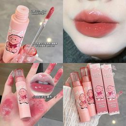 Lip Gloss 1pc Cute Bear Water Glass Dodo Mirror Milk Tea Lipstick