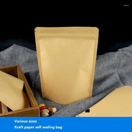 Storage Bags Food Grade Kraft Paper Self Sealing Bag Tea Melon Seed Packaging Aluminium Foil Plating Inner Thickness 0.28mm