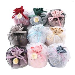 Jewellery Pouches 10 Pcs/lot 13cm Velvet & Organza Pouch Drawstring Sweets Bag Wedding Accessories Candy Storage Gift Bags