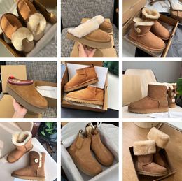 Designer Snow Ug Boots Australian Women Boot Tasman Bailey Dune Chestnut Winter Buckle Fur Half Knee Short Lady Sheepskin and Wool Glies Hair Slipper