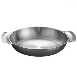 Pans Stainless Steel Seafood Pot Paella Pan Household Kitchen Cooking Saute Double Handle Wear Resistant Fry Cookware
