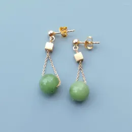 Stud Earrings Lii Ji Real Natural Gree Jade 10mm Beads 925 Sterling Silver Delicate Elegant Jewellery For Women Gift