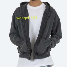 high quality French Terry Thick 400gsm cotton hoodies custom Blank Mens Oversized vintage acid wash full zip up hoodie