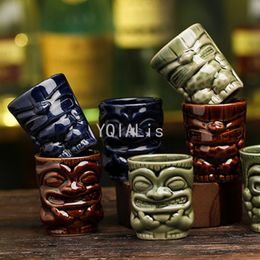 Tumblers 9 Styles Mini 5060ml Hawaiian Tiki Mug Grimace Ceramic S Glass Cocktail Tequila Sake Vodka Cup Drinkware Exquisite Gift 230413