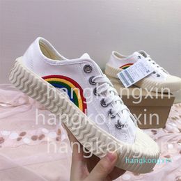 Premium designer trend patchwork Colour rainbow girl Canvas comfortable casual shoes Cookie shoes