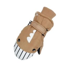 Children's Finger Gloves Kids Skiing Mittens Boys Girls Lovely Hand Cover Thickened Snow Gloves Cartoon Outdoor Mitten Child Mitts Khaki 231110