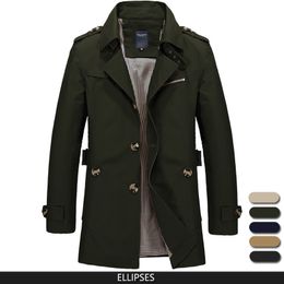 Men's Trench Coats Coat Men Spring and Autumn SingleBreasted MidLong Jacket Casual Business Windbreaker Blazers 230413